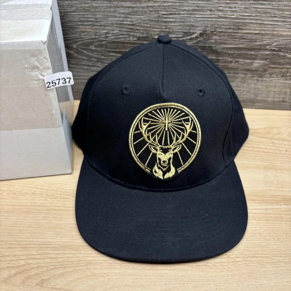 Jagermeister Hat Cap Snap Back Black Gold Embroidered Logo Beer Promo Adjustable